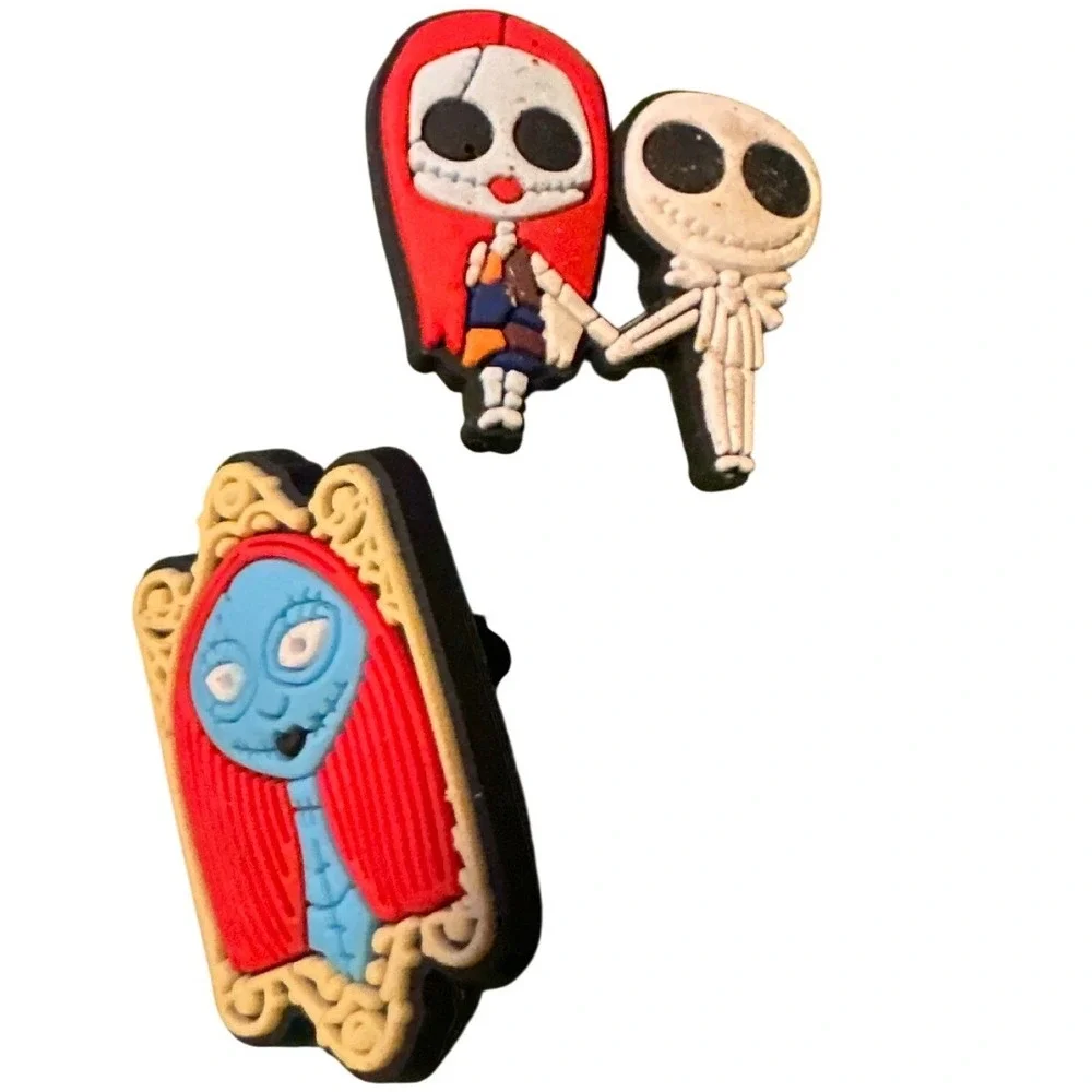 Disney Nightmare Before Christmas Jack and Sally Shoe Charms Set of 2 PVC Rubber